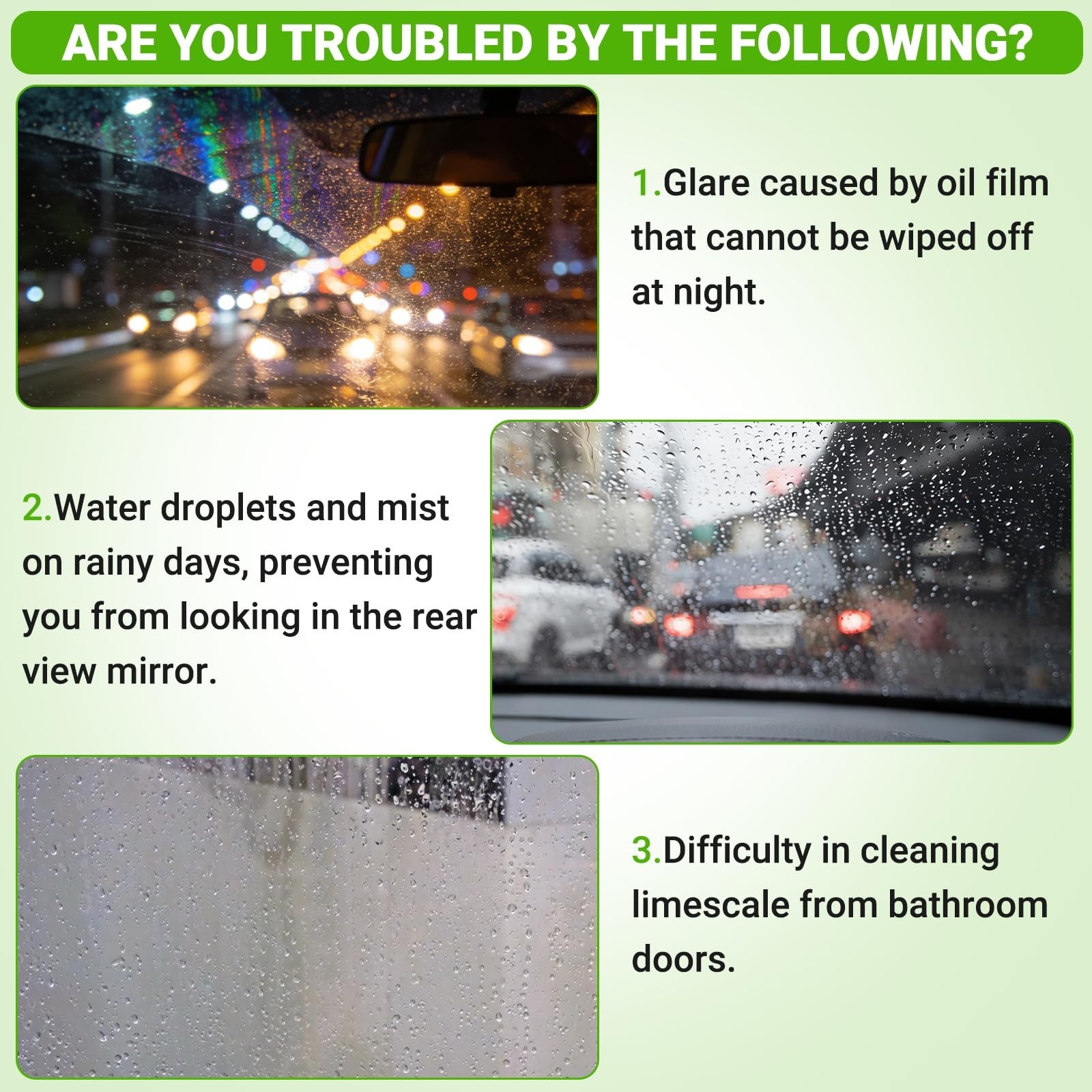 Oil-Free Car Glass Cleaner 2PCS – Upgrade Automotive Windshield Brush Tool, Clea