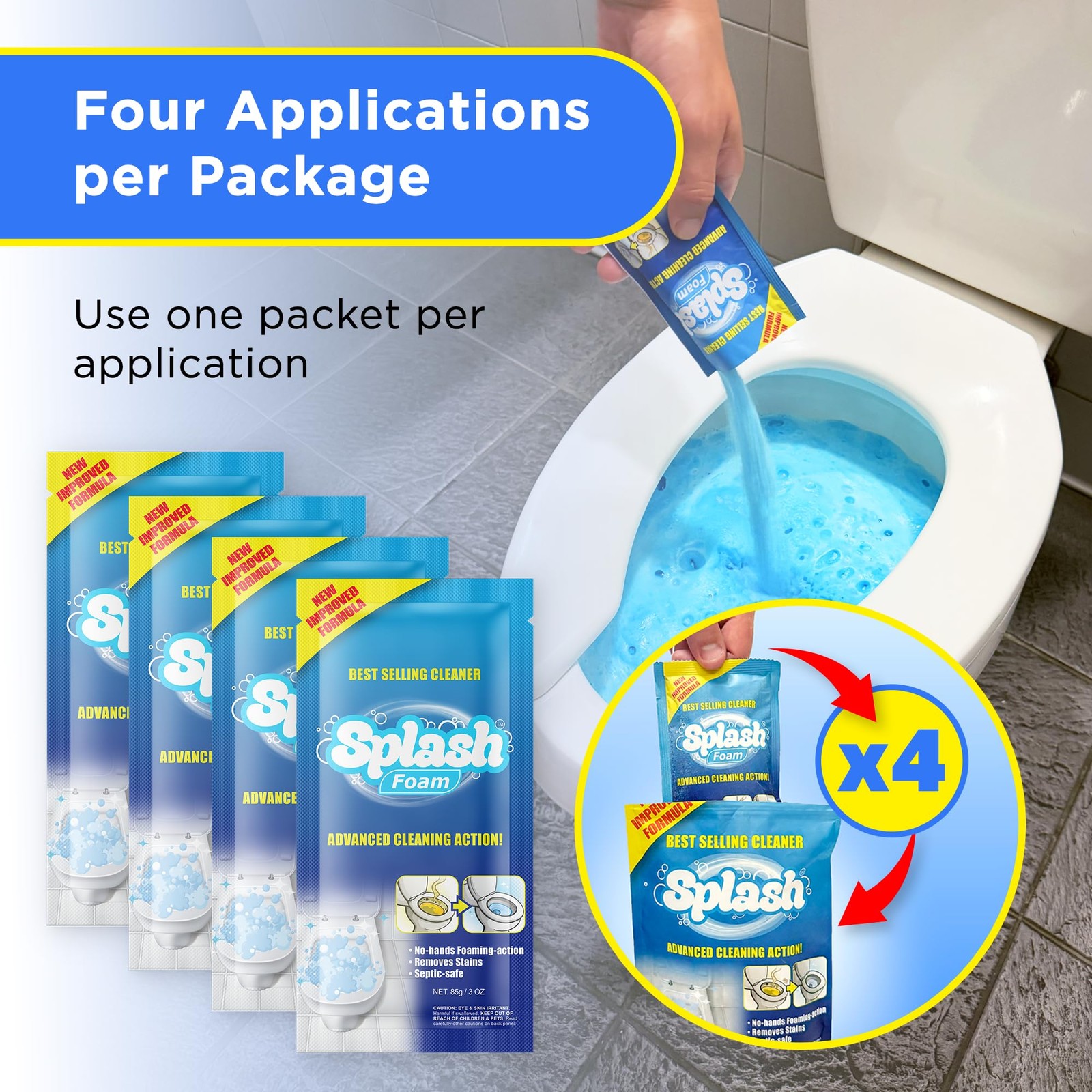 Splash Foam Toilet Cleaner – Self Activating Cleaning Powder for Toilet Bowl …