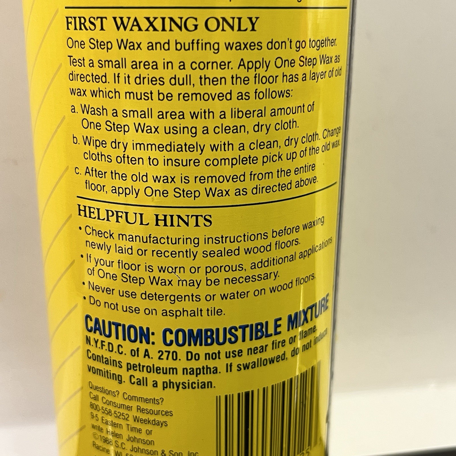 SC Johnson One Step No Buff Wood Wax Fine Wood Care 22oz Can Actual Wt 19oz