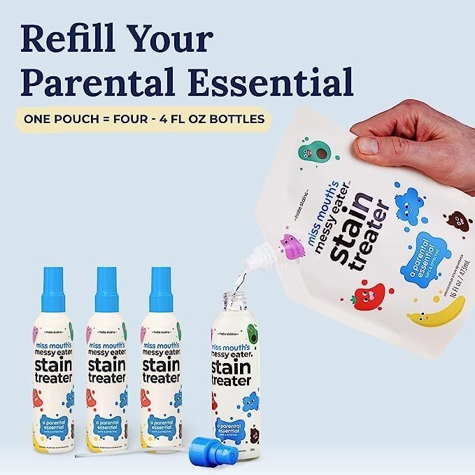 Messy Eater Stain Remover 2-Pack Spray & 16oz Refill – Baby Clothes, Carpet Clea