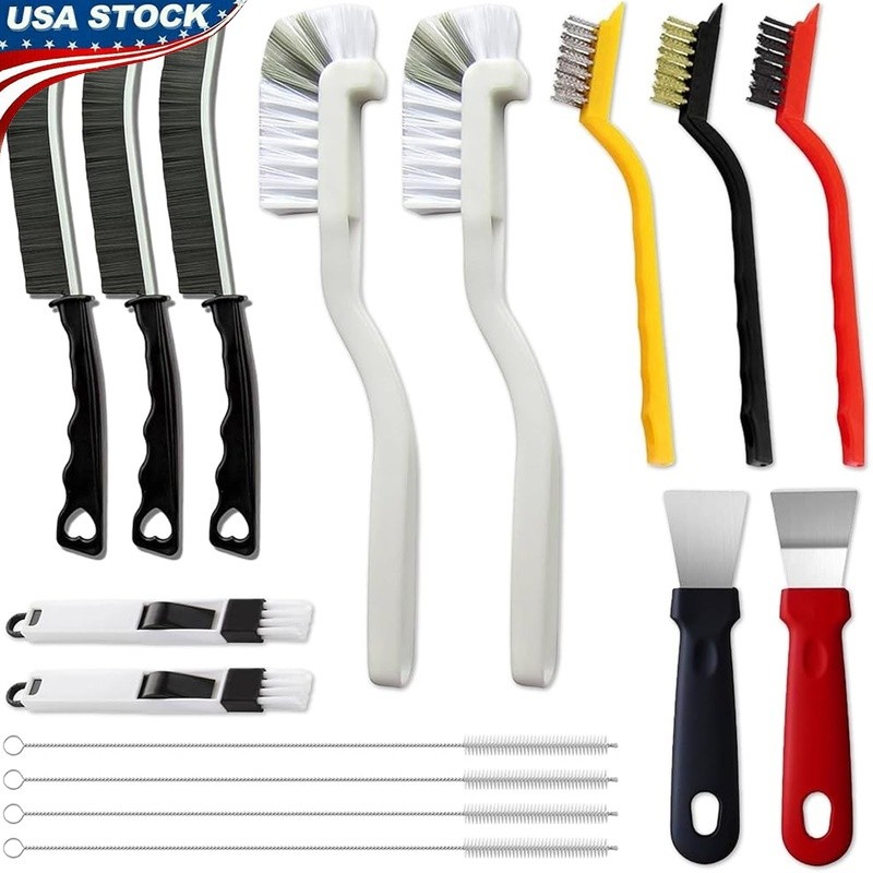 16Pcs Crevice Cleaning Brush Set Multi-Purpose Tool Kitchen Bathroom Appliances