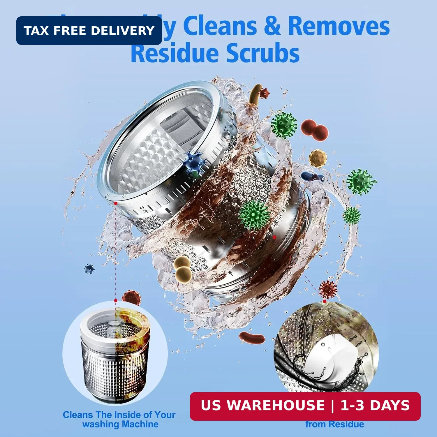 Washing Machine Cleaner Tablets Descaler 40 Pack Deep Cleaning HE Front Load