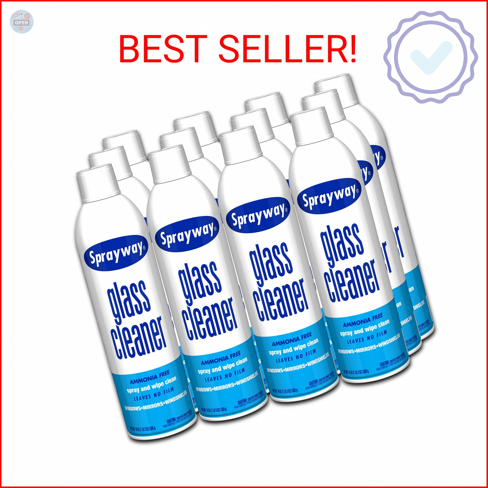 Sprayway Glass Cleaner with Foaming Spray for a Streak-Free Shine for Home and A
