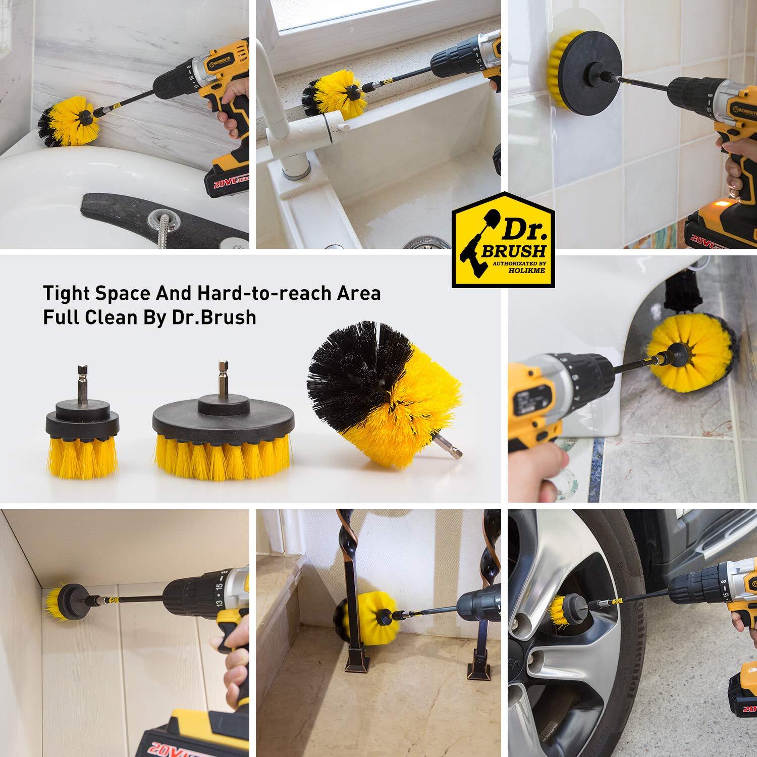 4 Pack Drill Brush Attachment Set for Grout Floor Tub Shower Tile Bathroom