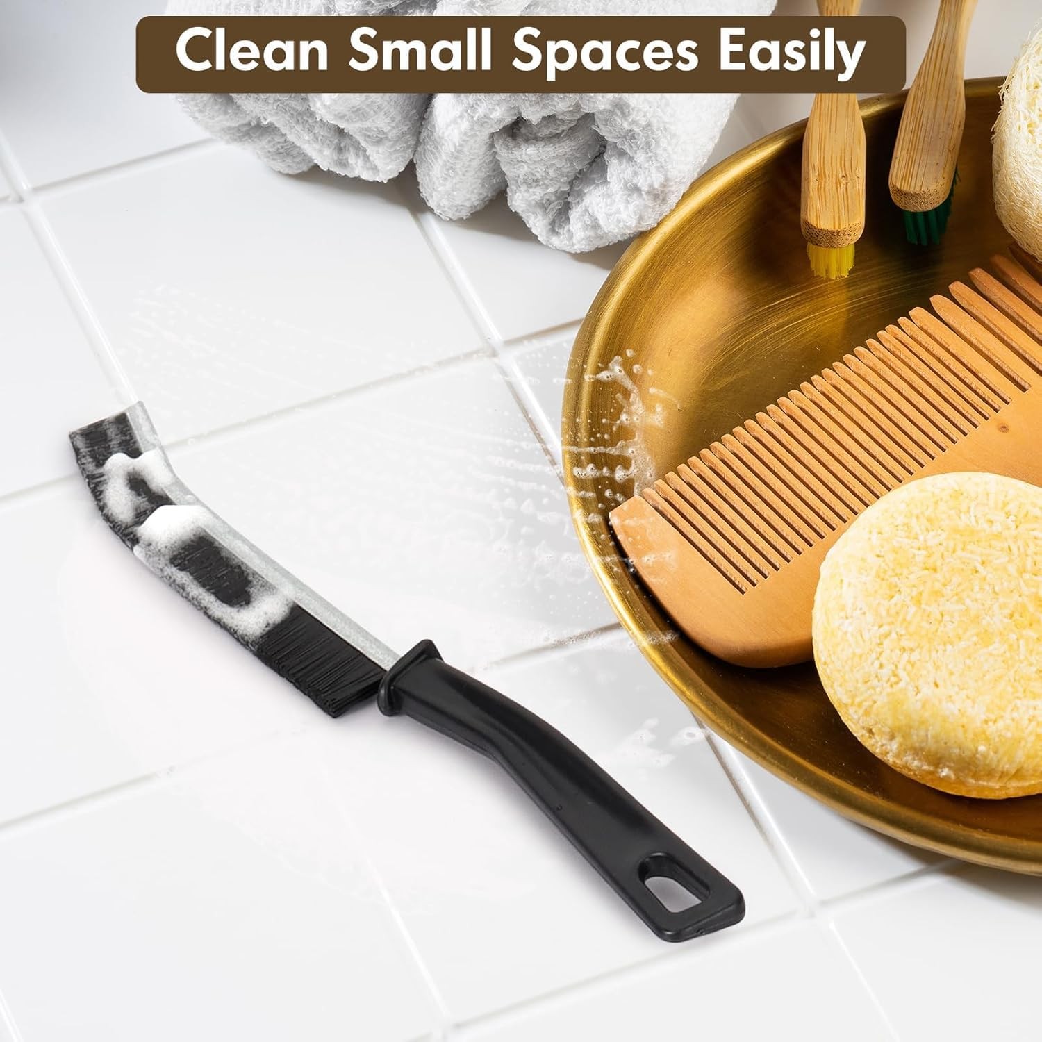 Hard Bristle Crevice Cleaning Brush for Window Tracks, Bathroom Corners