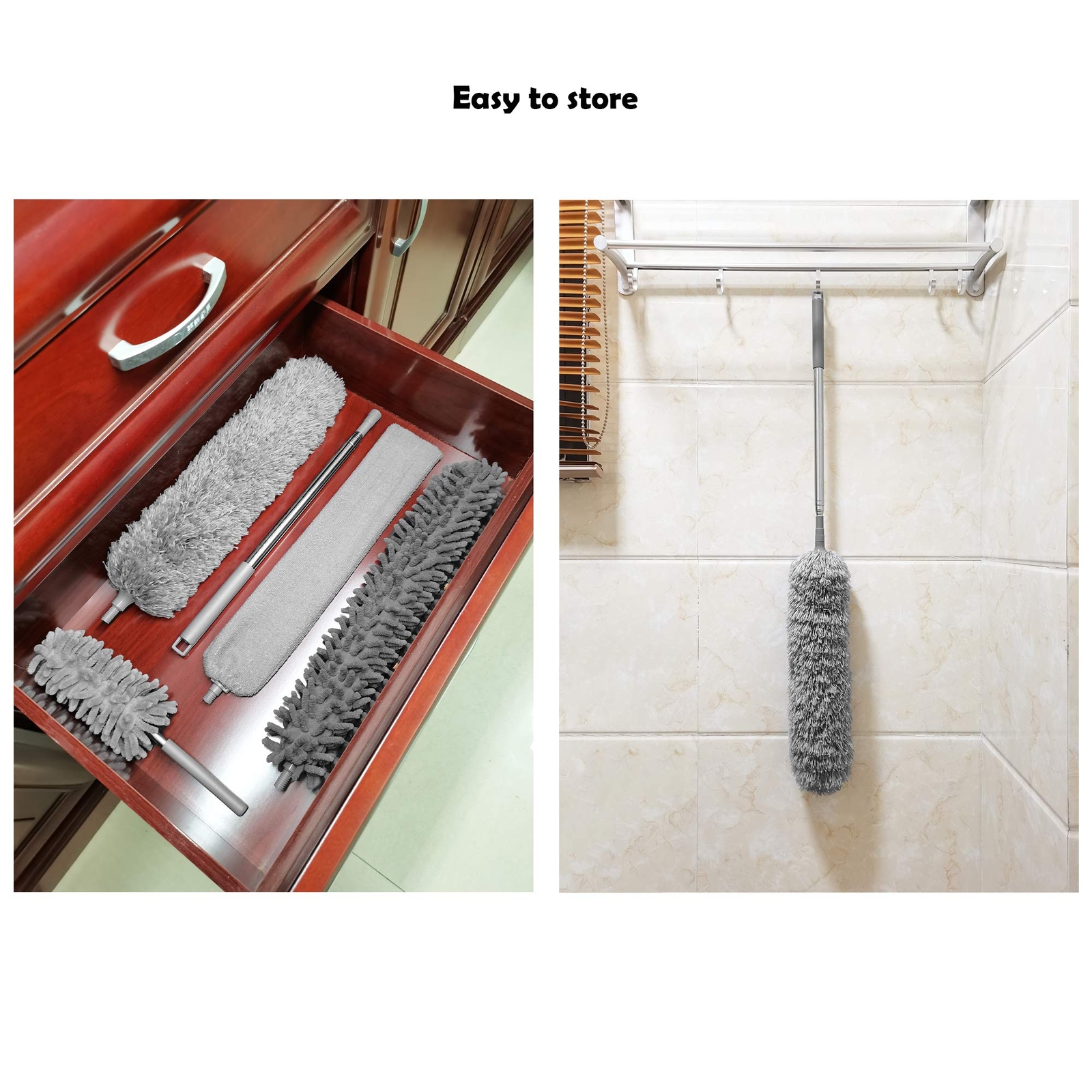 Microfiber Duster With Extension Pole 30100 Inches Set 3 Cleaning Head And 1 M