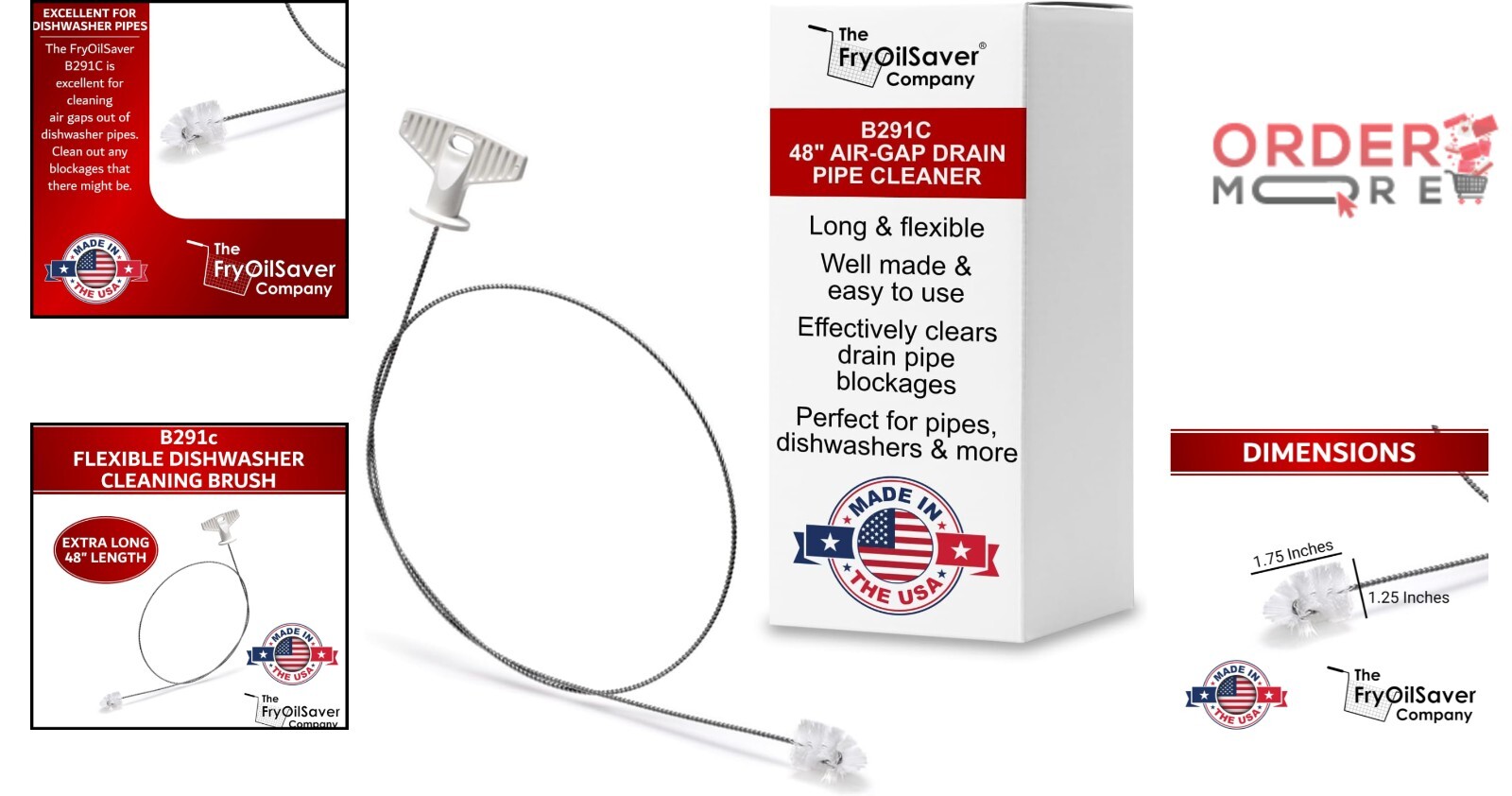 48″ Flexible Dishwasher Cleaning Brush, Drain Snake Tool for Home & Kitchen Use
