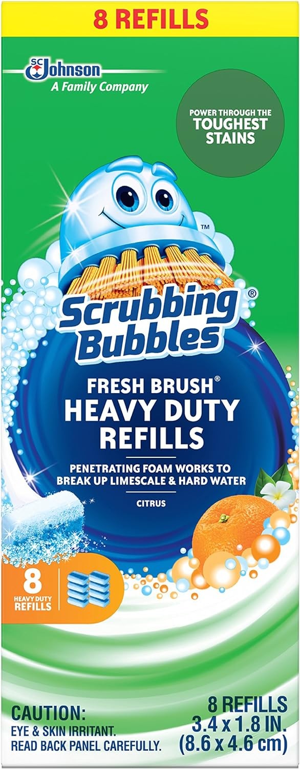 Toilet Brush Wand Refill Pads Citrus Fragrance Heavy Duty Pack of 8