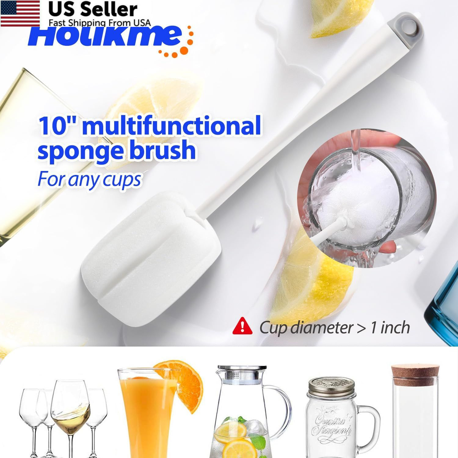 Holikme Bottle Brush Tube Cleaning Lab Set with Long Handle, 11 Pack, White