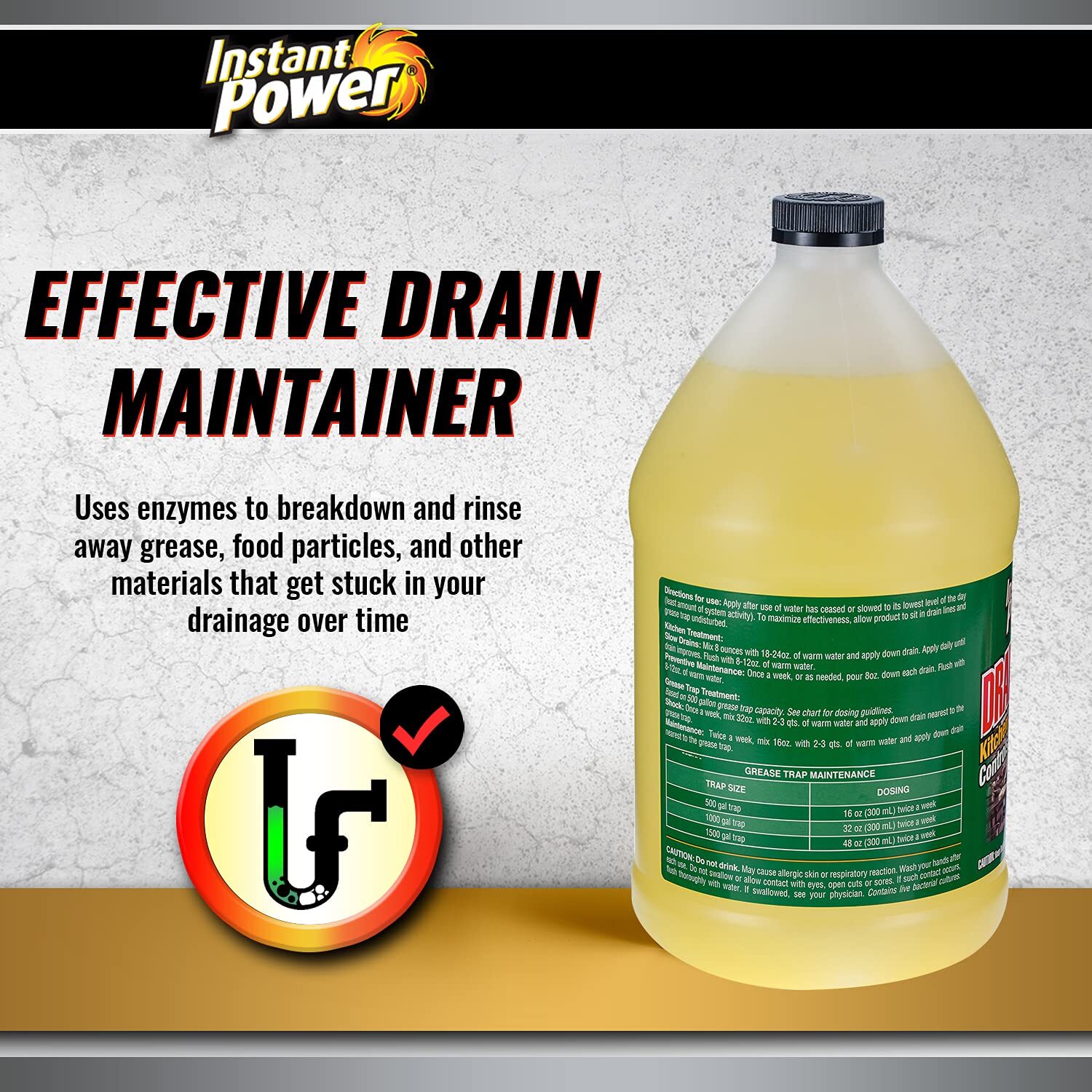Instant Power 1 Gallon Eco Friendly Drain Cleaner Enzyme Clog Remover