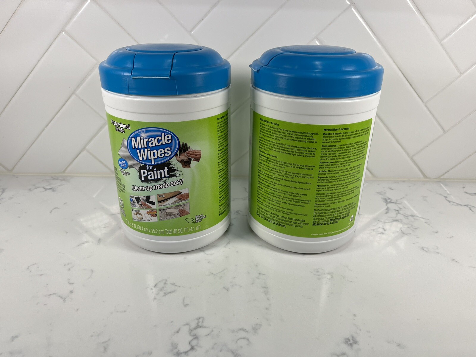 Lot of 2 Miracle Brands Paint Wipes – Textured Wet Wipes 180 Ct Total – 12″ x 6″