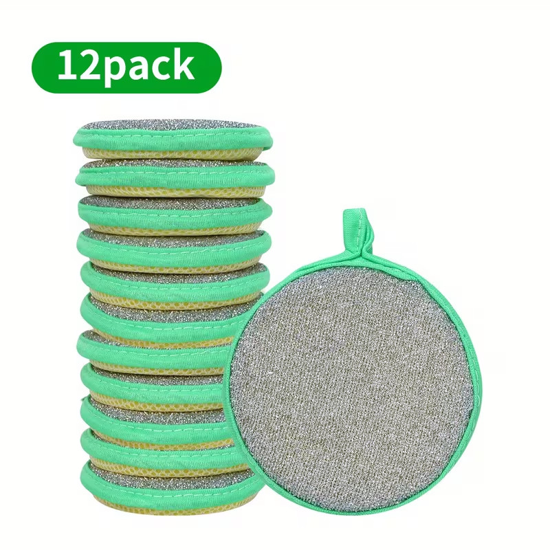12-Piece Cleaning Sponge Set/Scouring Pads/Square Dishcloths/Minimalist Dish Tow