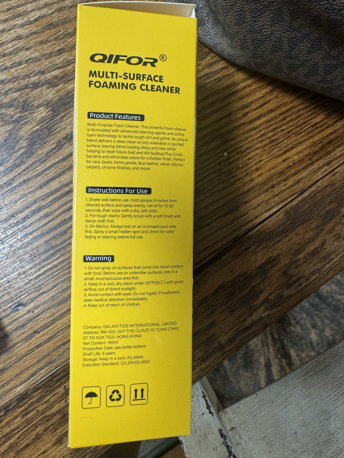 QIFOR Multi-Purpose Foam Cleaner, Lemon Scent, 150 ml, Foam Form, 1 Pack
