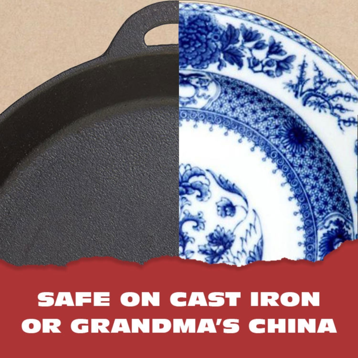 Premium Cast Iron Cleaner 2-in-1 Chainmail Scrubber & Silicone Core – Heavy Duty