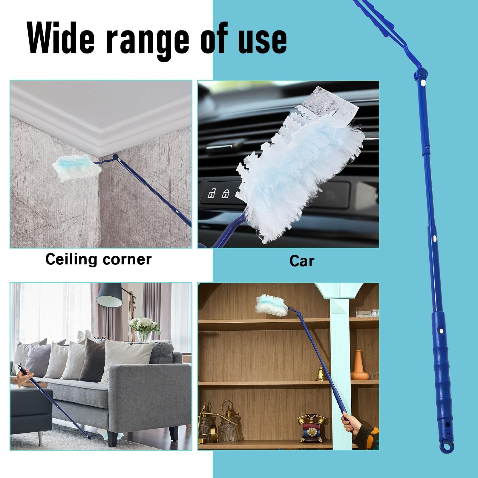 4 Pcs 3 ft Replacement Handles Compatible with Duster Refills, Extendable Lon…
