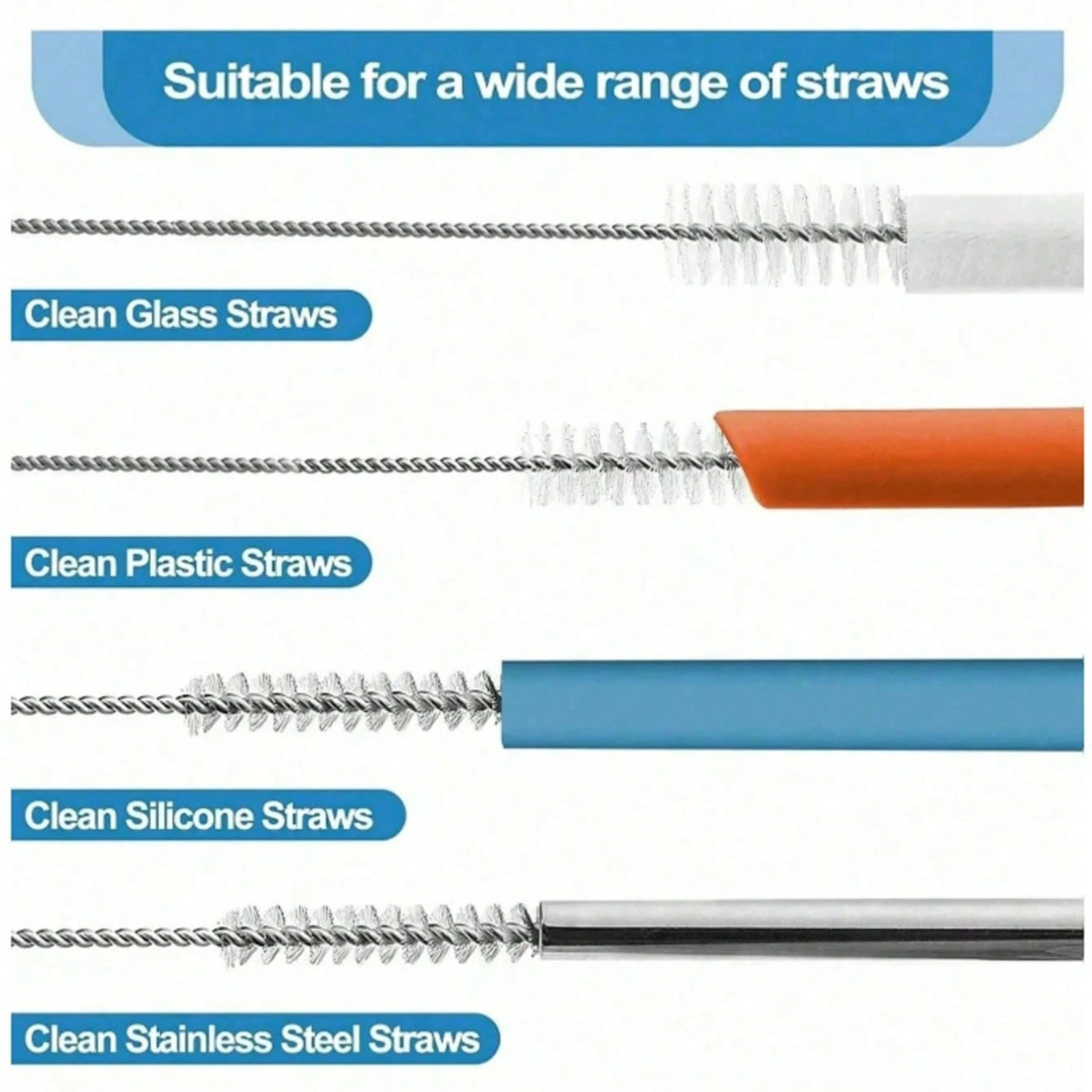 8/4PCS Nylon Straw Brush Cleaner Bottle Tube Pipe Small Long Cleaning Brushes