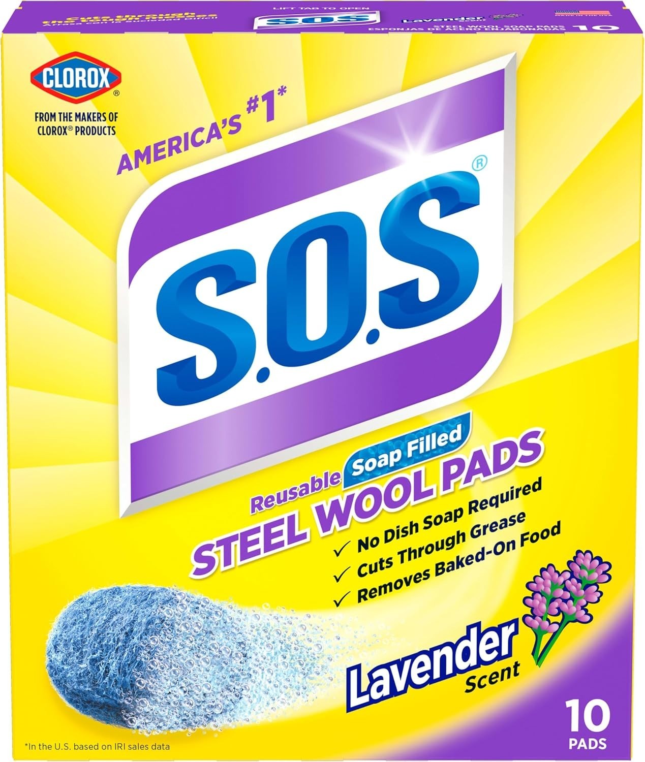 Steel Wool Soap Pads, Lavender, 10 Count