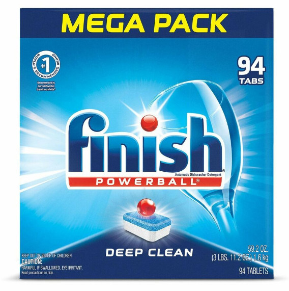 Finish Powerball Dishwasher Detergent Tabs Fresh Scent 94 Ct Box 4 Pack Case