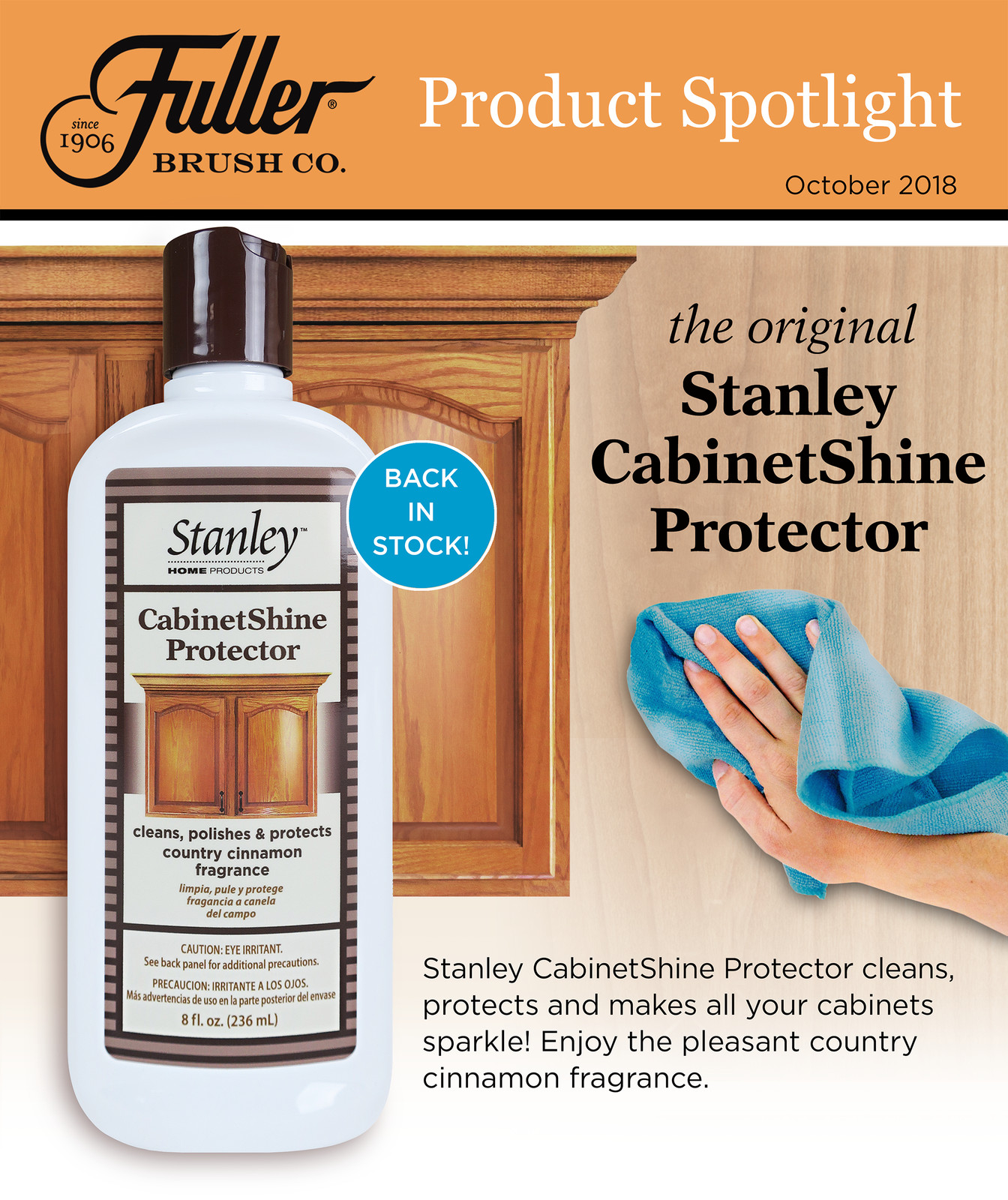Stanley Home Products Cabinet Shine Protector Cleans & Polishes Wood Cabinets