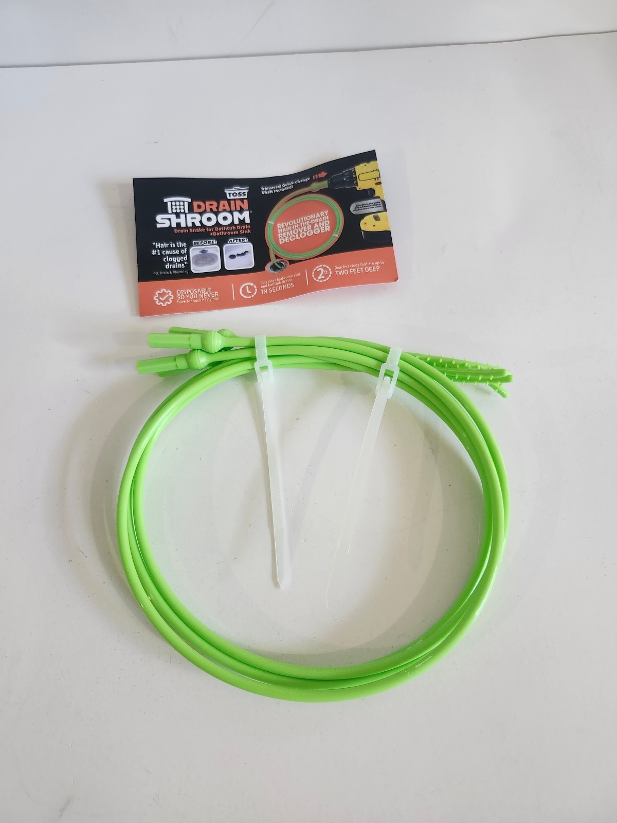 DRAINSHROOM Toss-Disposable Hair Clog Remover, 24 inch Reach, 4 Pack Drain Snake