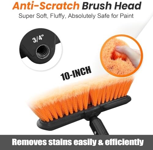 65″ Car Wash Brush with Extension Pole, Car Wash 10” Dip Soft Brush, No Scratch