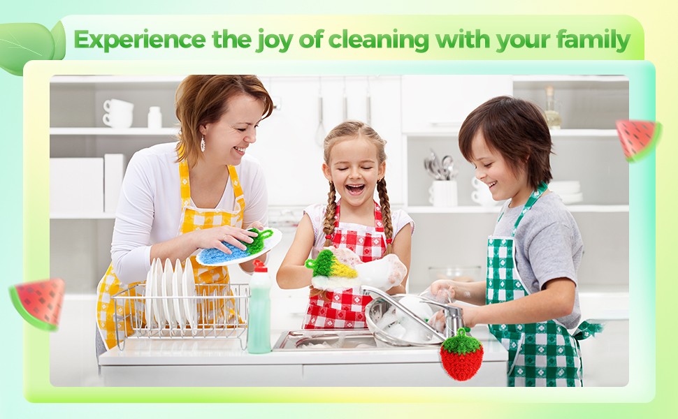 10 Pieces Fruit Dish Scrubber Non Scratch Cleaning Sponge Double Layered Dish