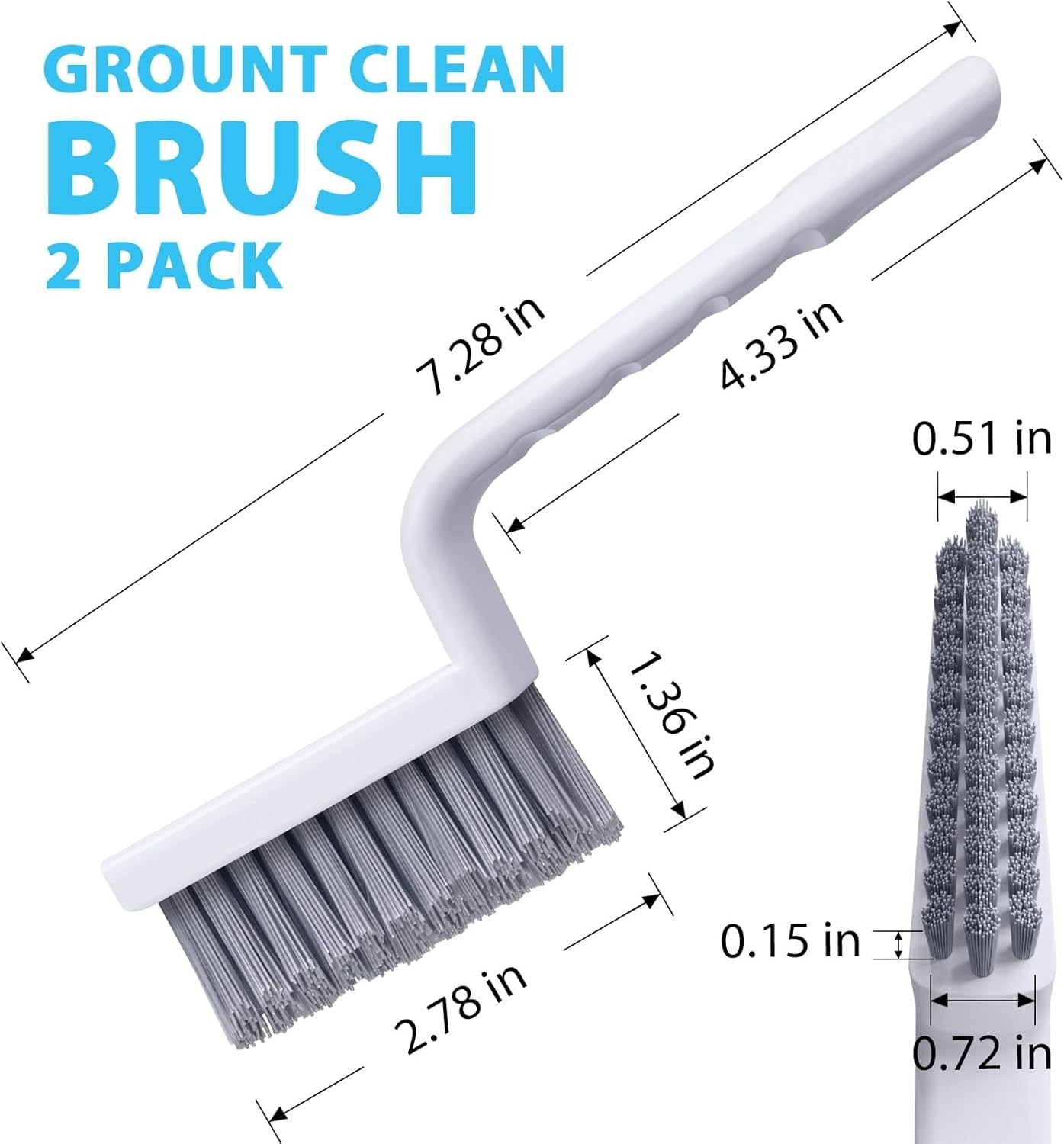 V-Shape Grout Cleaner Brush Set, Stiff Bristle Grout Scrub Brushes for Tile Floo