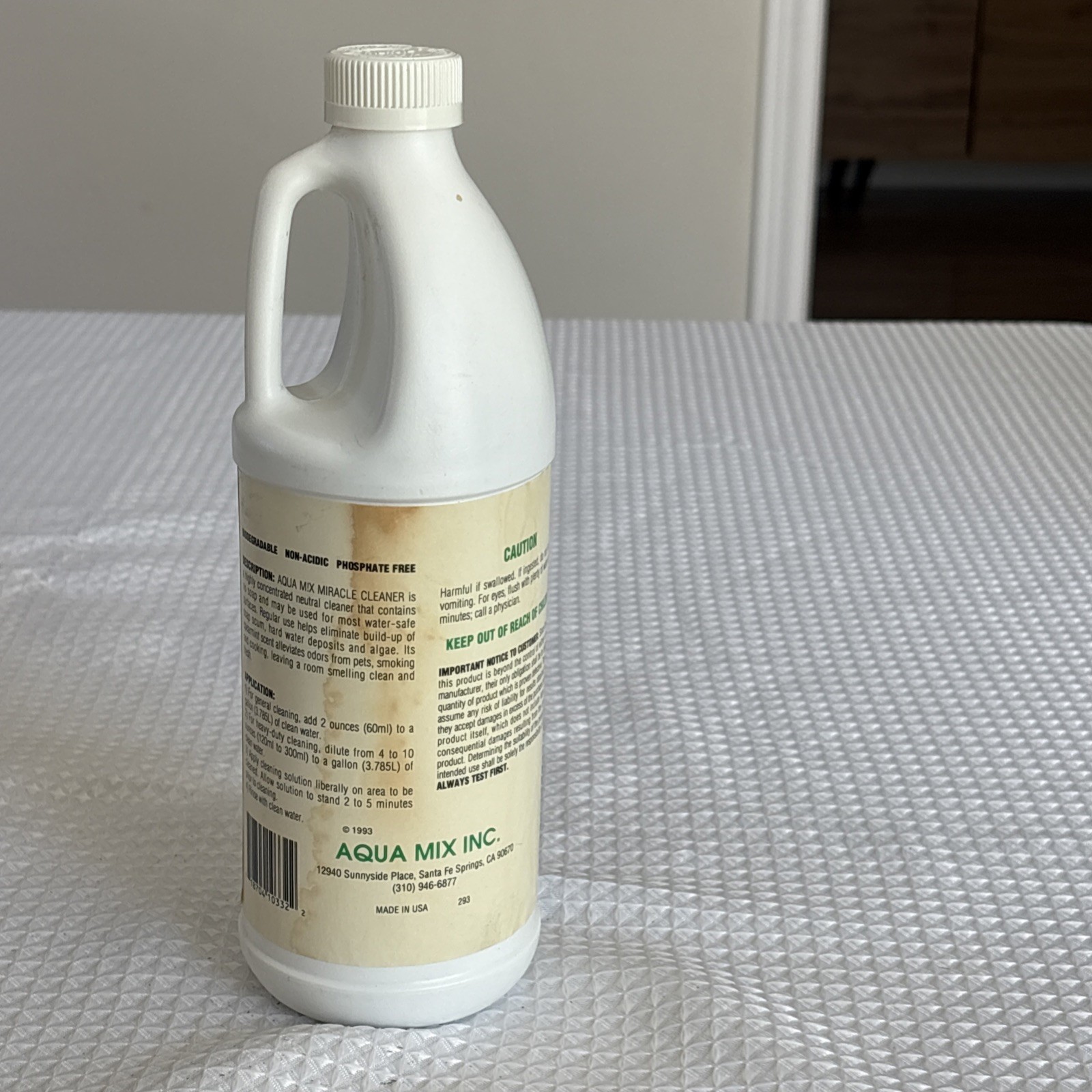 1993 Aqua Mix Miracle Cleaner Neutral pH Multipurpose Concentrated Spearmint 1qt