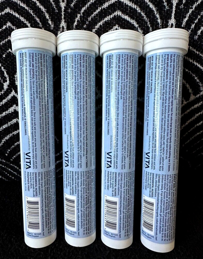 4pk NEAT LINEN SCENT CONCENTRATED BLEACH TABLETS POWERFUL HOME CLEANING LAUNDRY