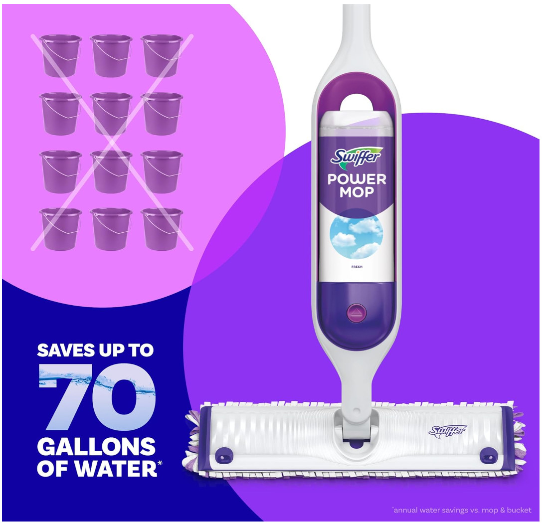 Swiffer Power Mop Refill Solution, Fresh Scent Floor Cleaner, 25.3 oz (2 Pack)