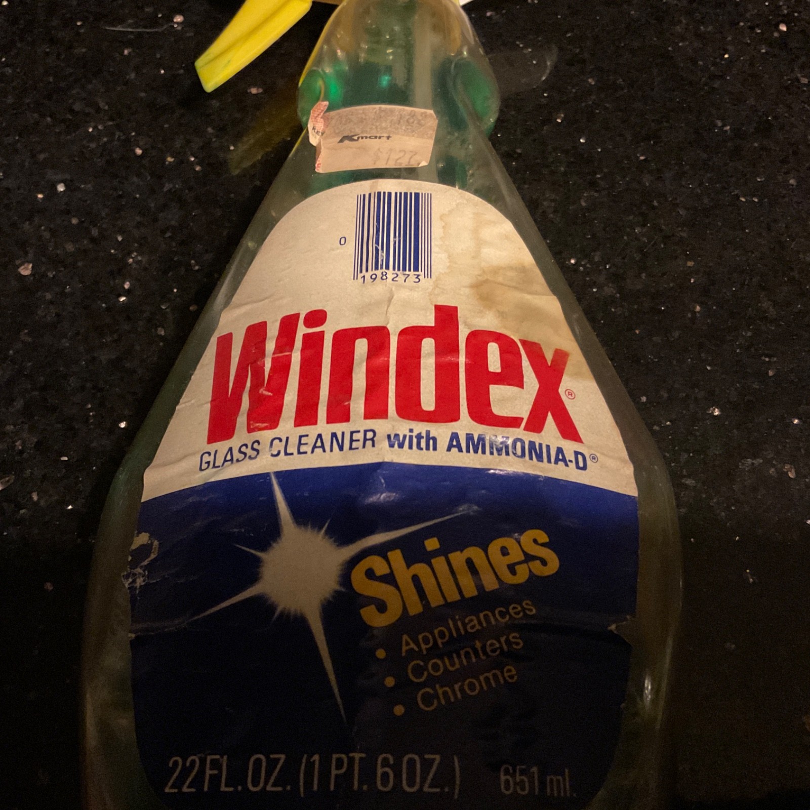 Vintage 1979 Windex 22 Fl Oz with Ammonia-D Bottle Prop Old Original