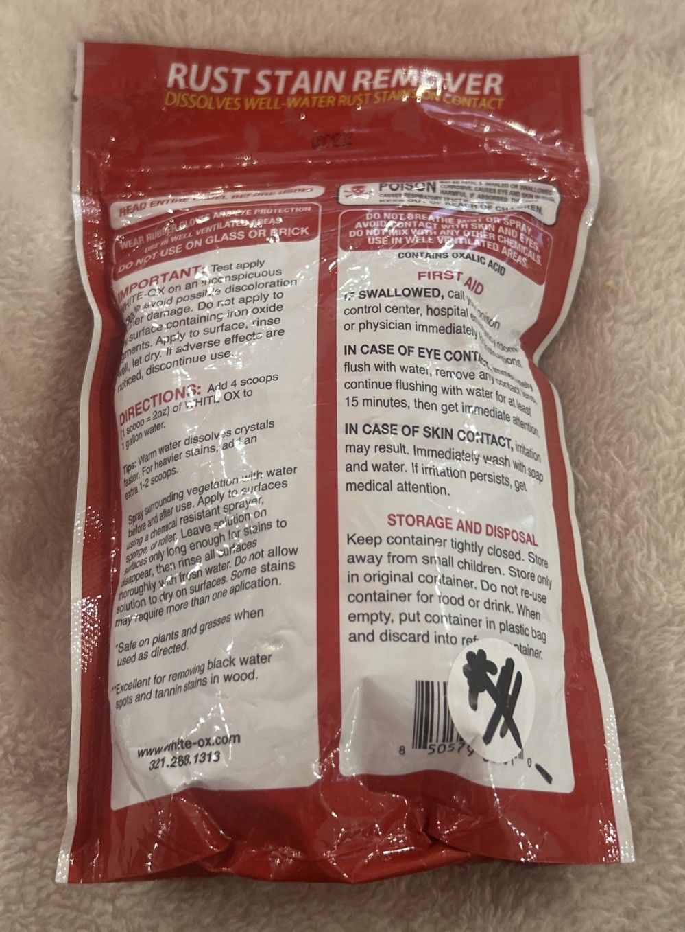White-Ox ~ Rust Stain Remover ~ 16 oz ~ Sealed