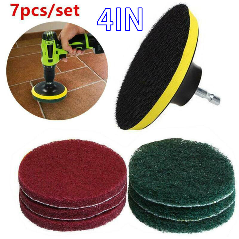 7 Pcs 4″ Drill Brush Set Power Scrubber Cleaning Kits Scrub Tub Cleaner