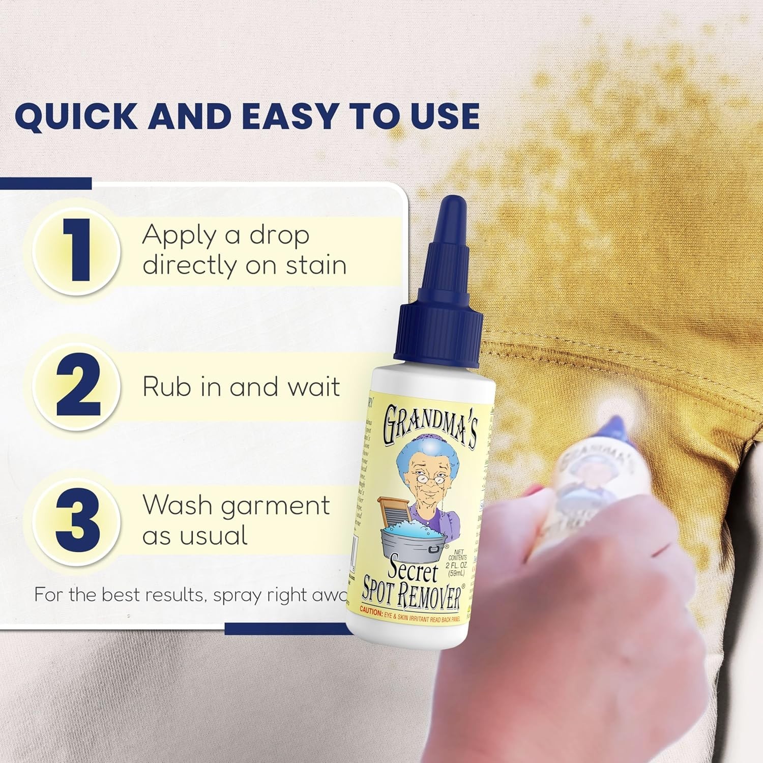 Gentle Fabric Stain Remover Spray – Non-Toxic, Bleach & Chlorine Free DUO