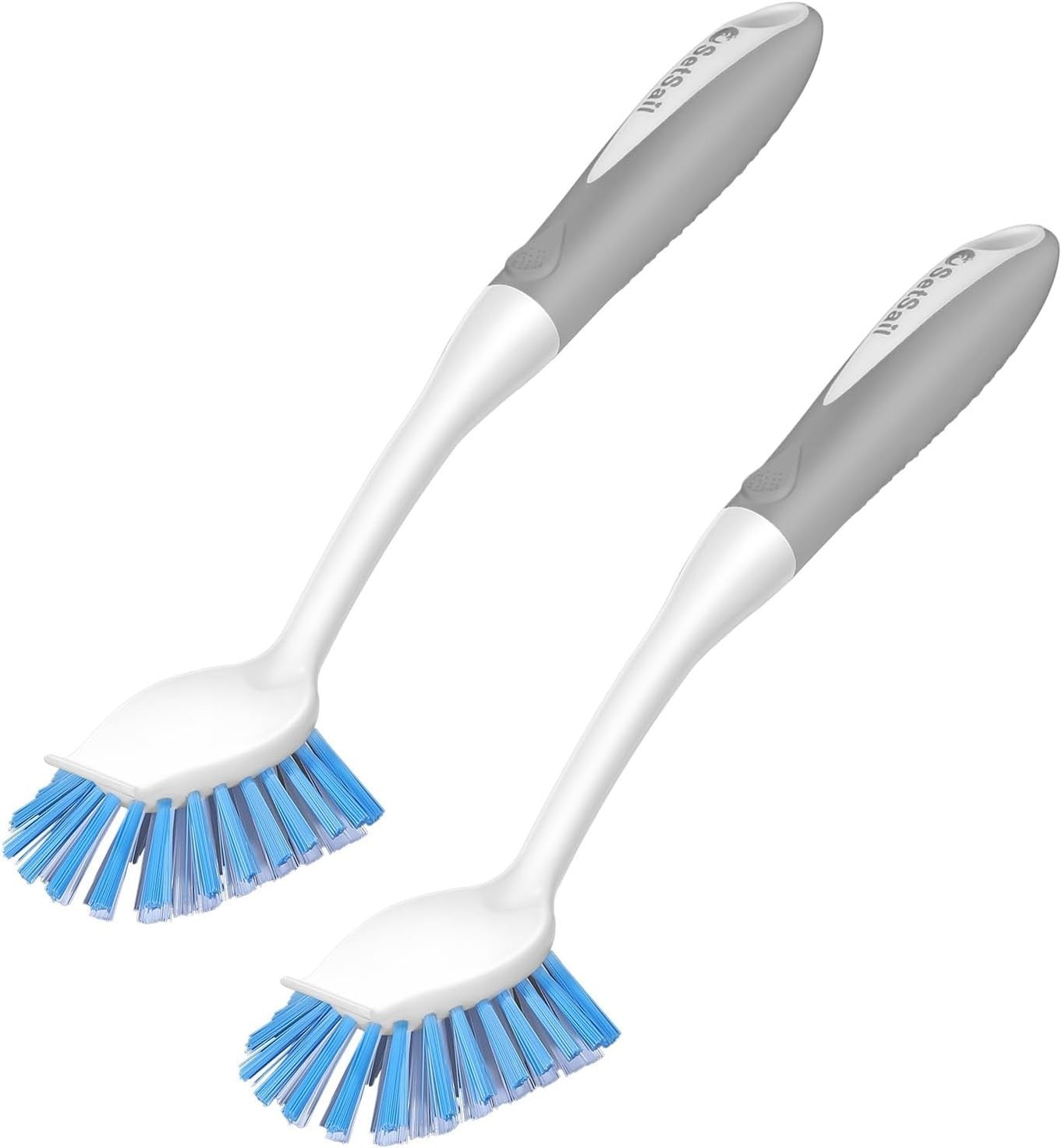 2-Pack Durable Dish Brush with Built-in Scraper for Effortless Cleaning