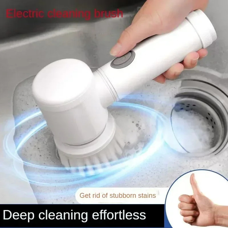 Electric Spin Scrubber Power Scrubber Cordless With 5 Replaceable Cleaning Brush