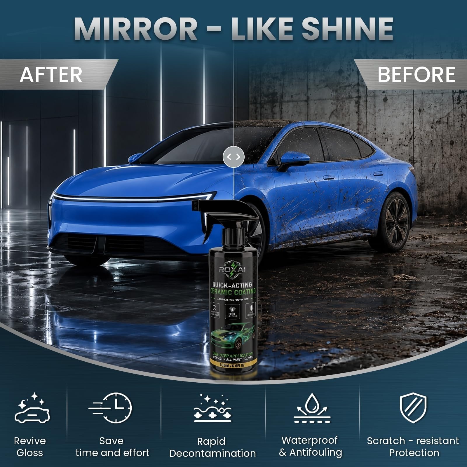 ROXAI Car Coating Spray 17.6 oz Hydrophobic Ceramic Wax for Paint Protection