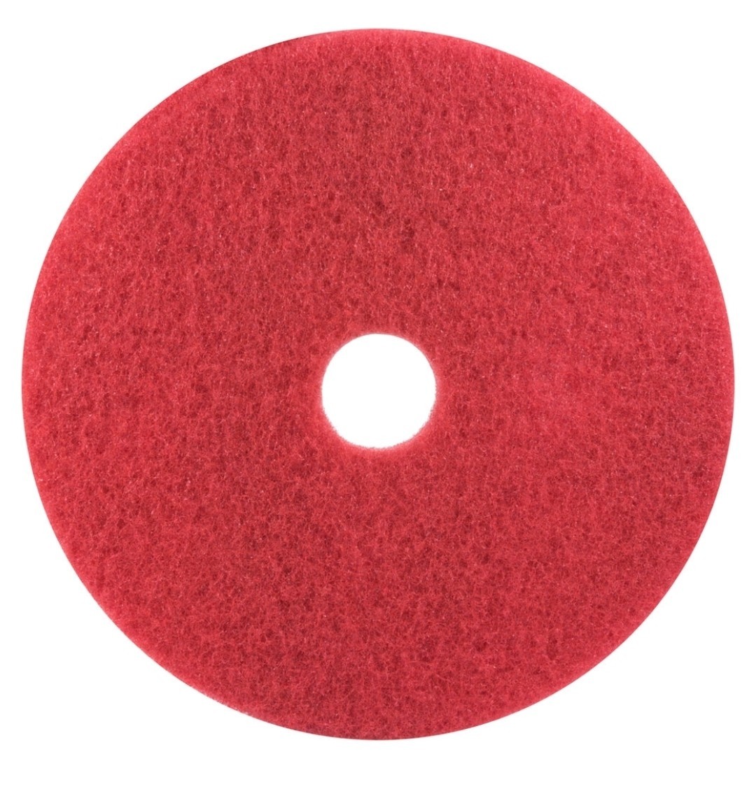 3M Red Buffer Floor Pads, 5100, Low-Speed 14″, 5 Pack, NEW