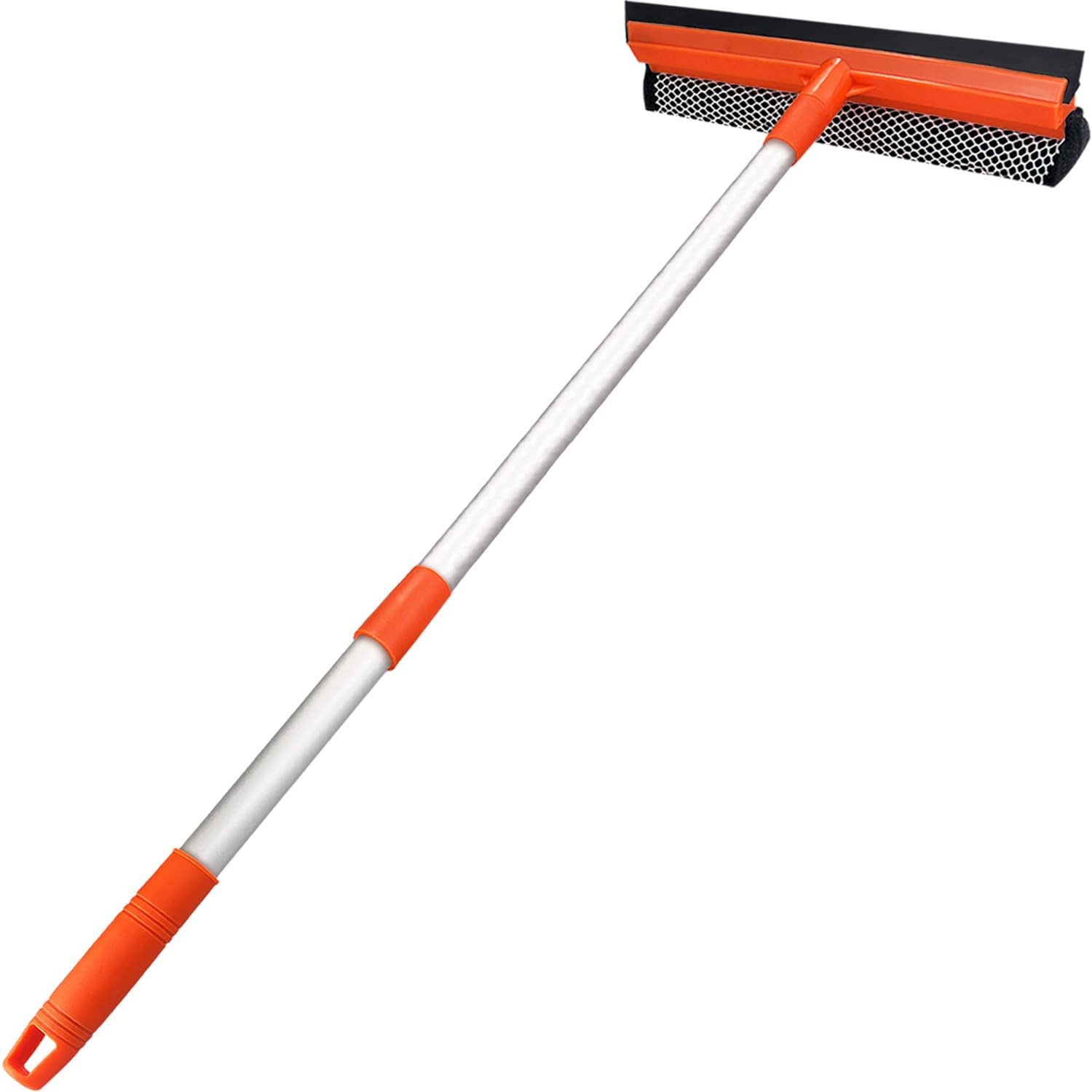 2-In-1 Window Squeegee Cleaner Sponge & Soft Rubber Strip w/ Retractable Handle