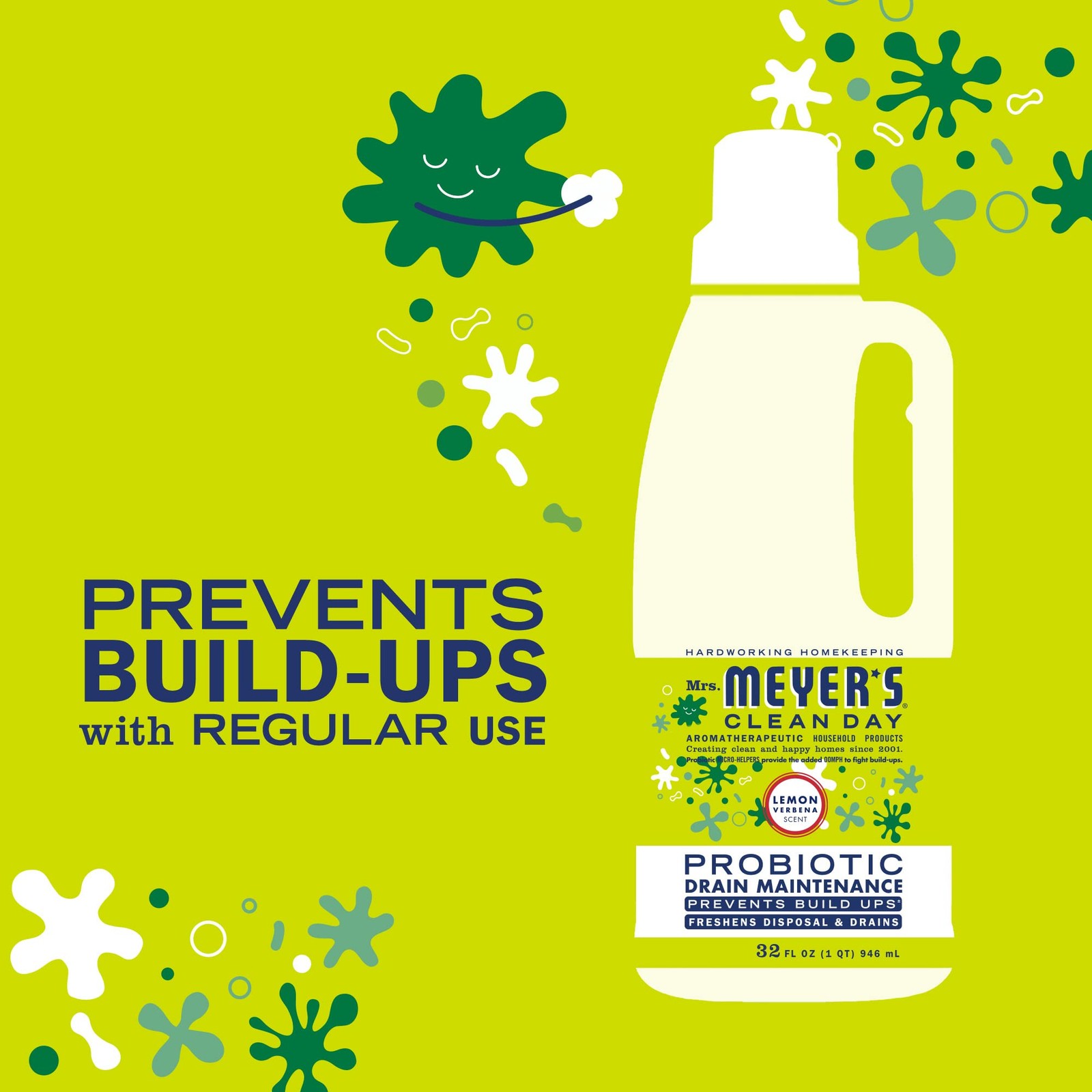 CLEAN DAY Probiotic Drain Maintenance Liquid, Lemon Verbena, Freshens Disposa…