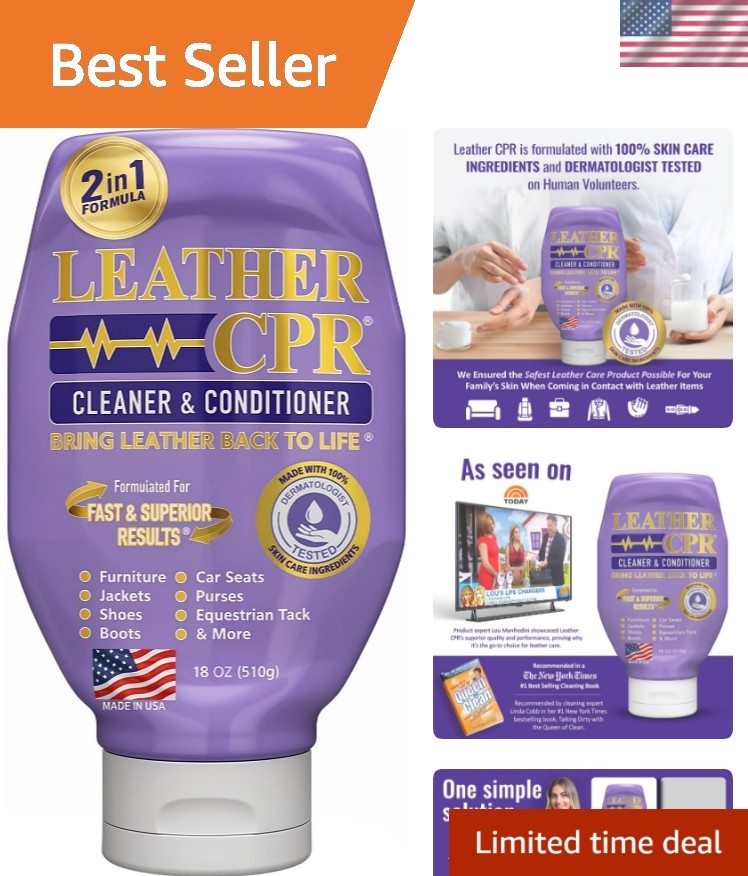 Leather Cleaner Conditioner 18oz Restores Shine Softness Color Furniture Car