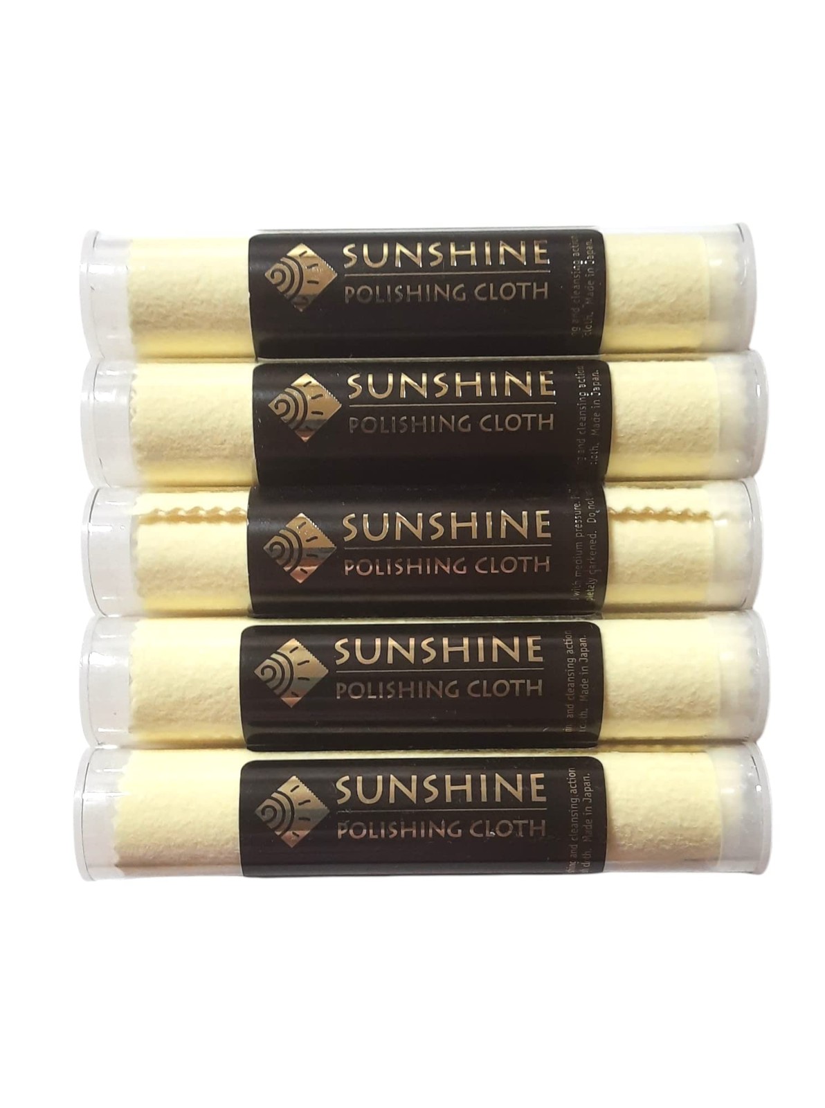 Sunshine 5 Polishing Cloths Jewelry Cleaner Tube Silver Brass Gold Copper,