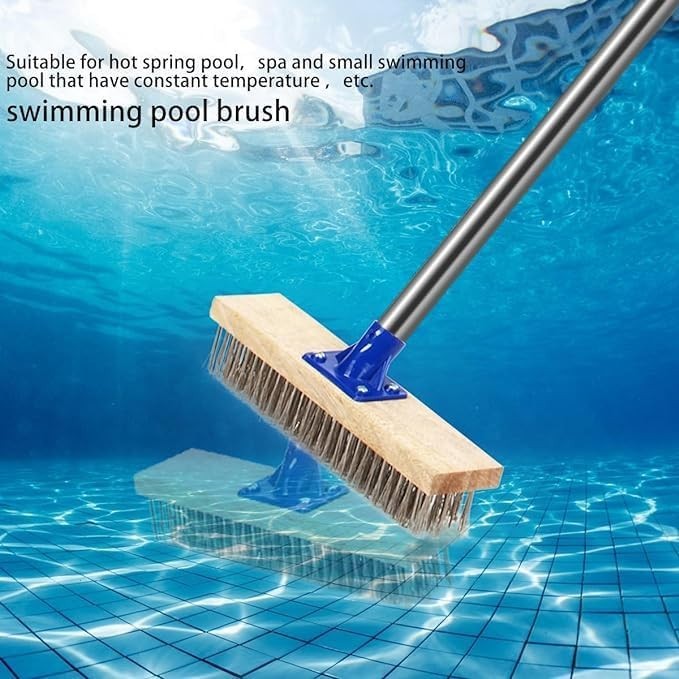 Stainless Steel Deck Brush 57-Inch Heavy Duty Scrubber for Concrete Pool Pati…