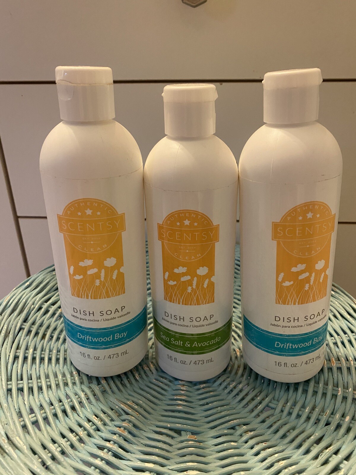 3 RARE Scentsy Dish Soap 2 DRIFTWOOD BAY/1 Seasalt & Avocado LIQUID 16oz ea New