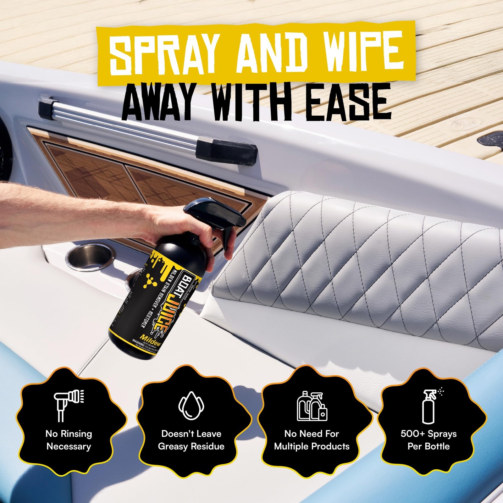 Boat Juice Mildew Stain Remover & Restorer Boat Cleaner | MarineGrade Boat Mo…