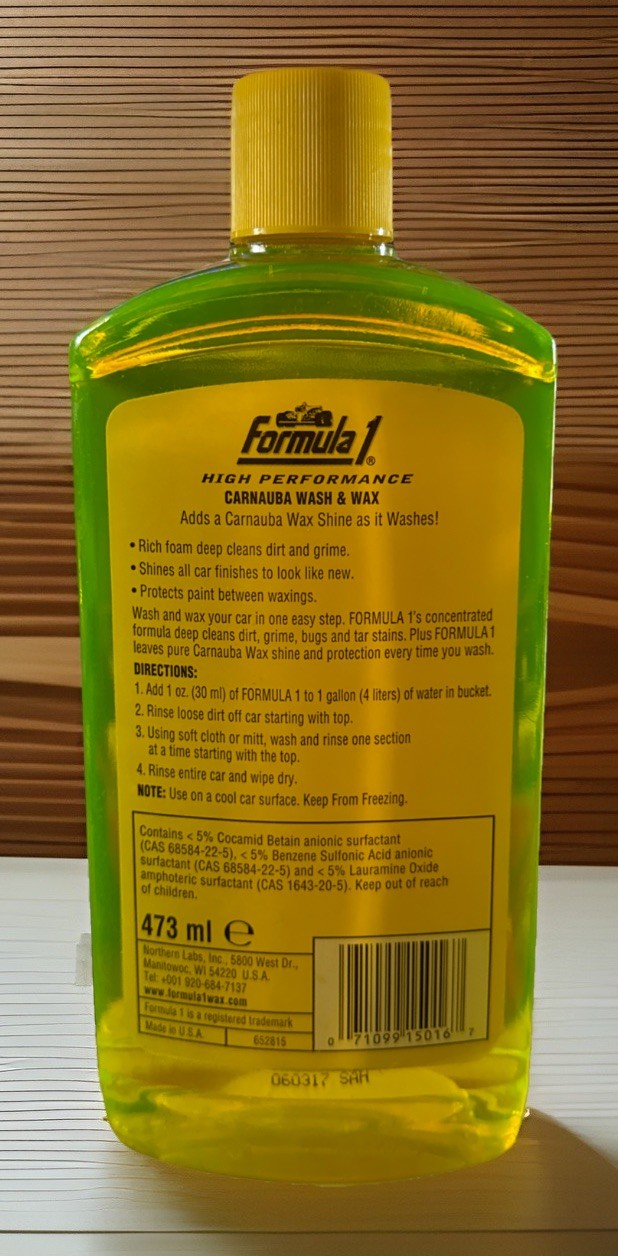 Formula 1 High Performance Carnauba Wash & Wax – 16 oz – Washes and Shines