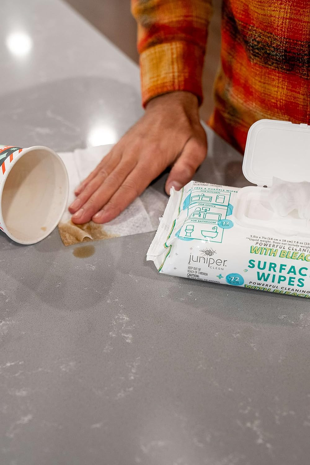 3 Pack Surface Cleaning Wipes with Bleach, All-Purpose Cleaner for Bathroom, Kit