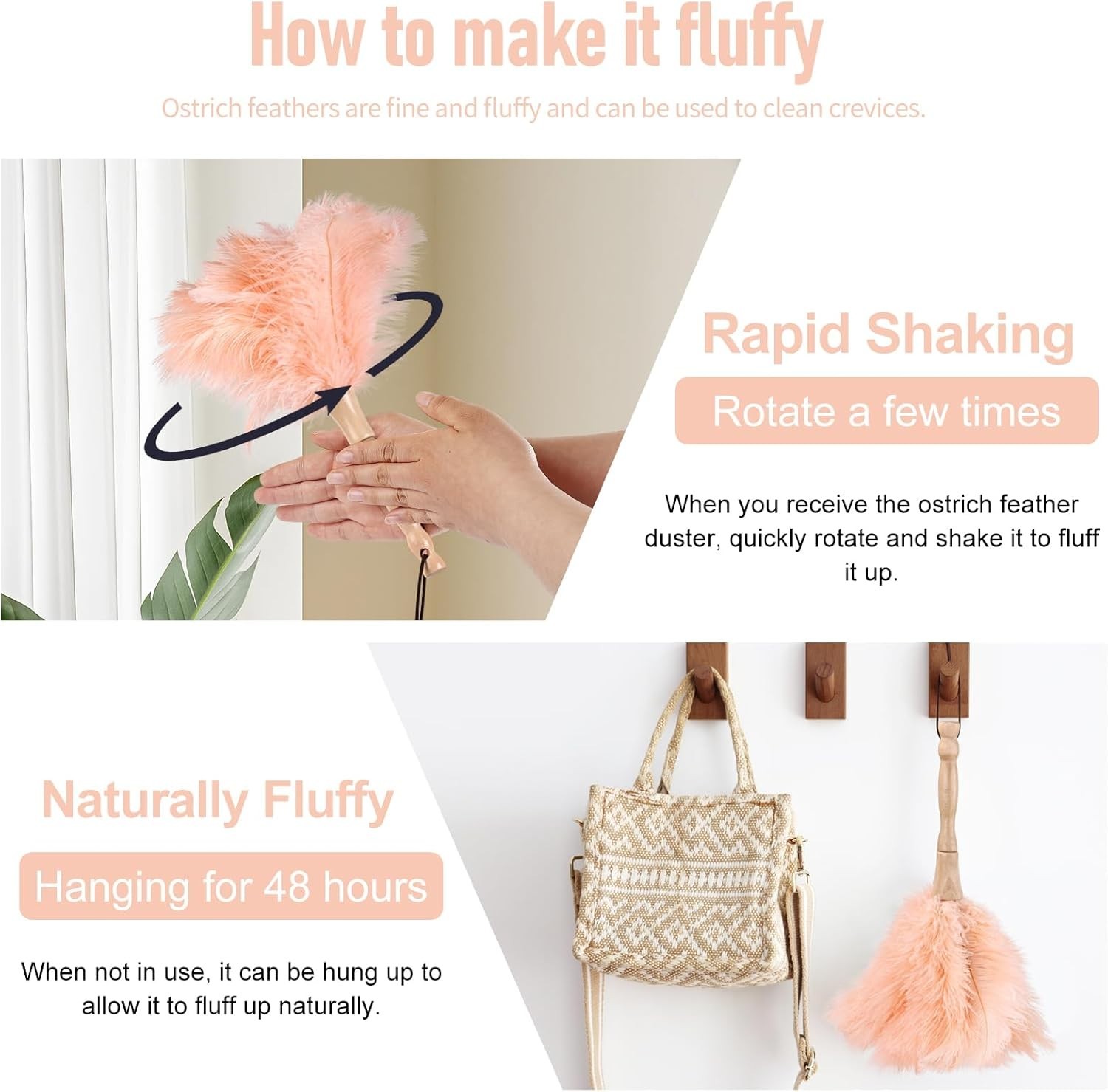 Natural Ostrich Feather Duster 12 Inch – Gentle Cleaning for Delicate Surfaces