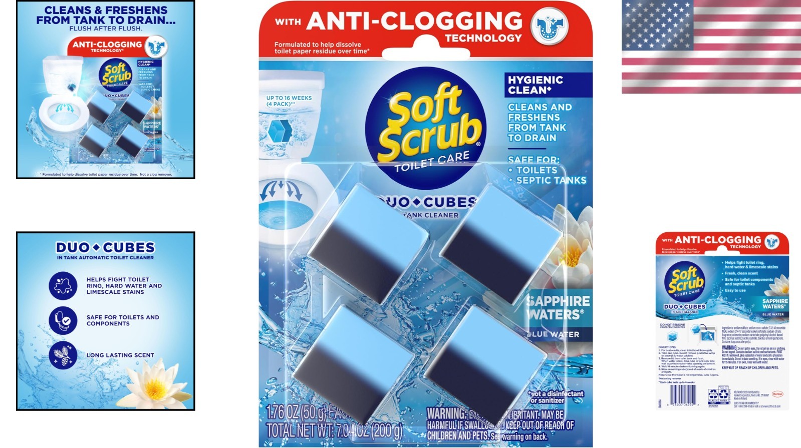 4 Count In-Tank Toilet Cleaner Duo-Cubes – Clean & Freshen with Sapphire Waters