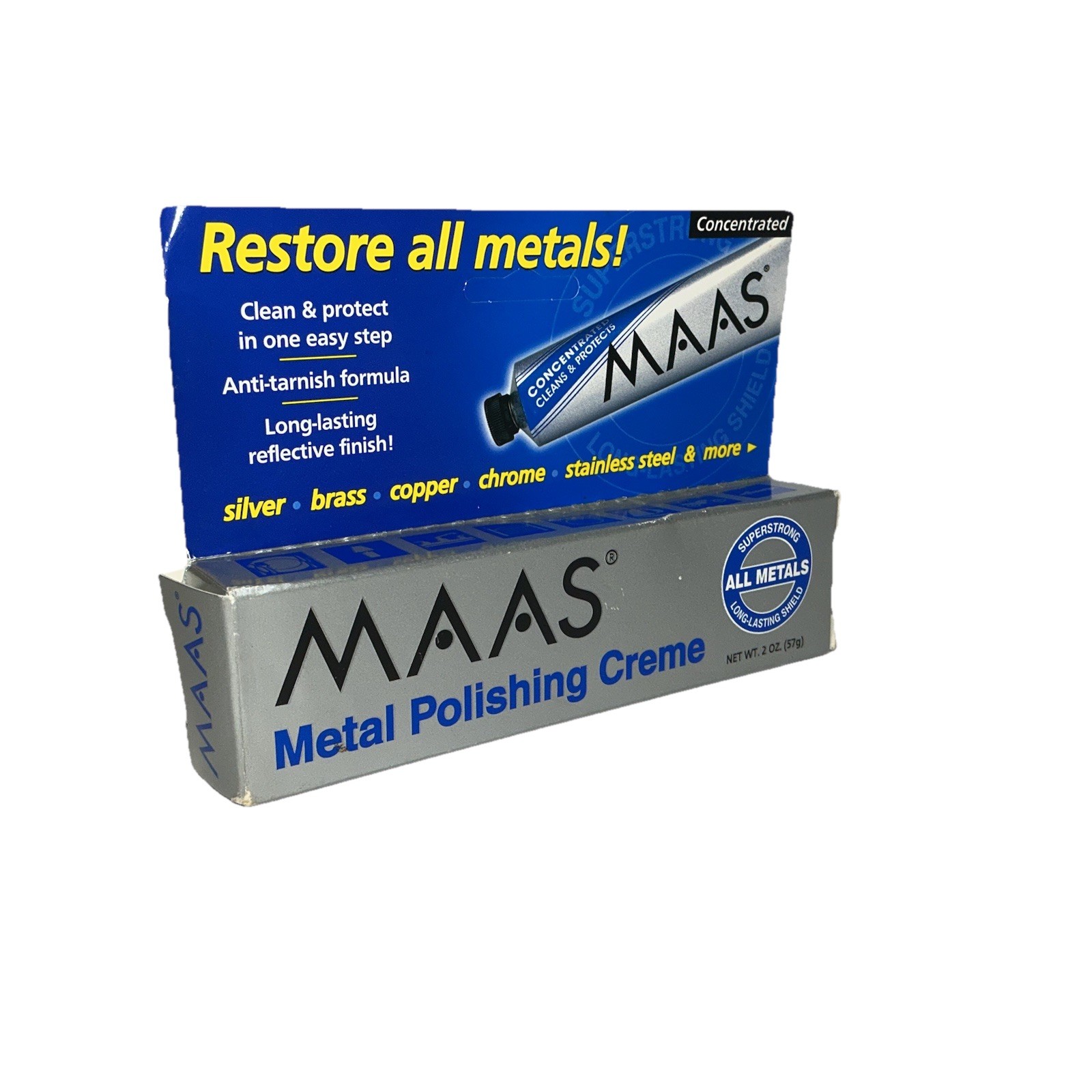 MAAS 2 oz. Concentrated Polishing Creme 2 Ounce Tube-All Metals Made in USA NIB
